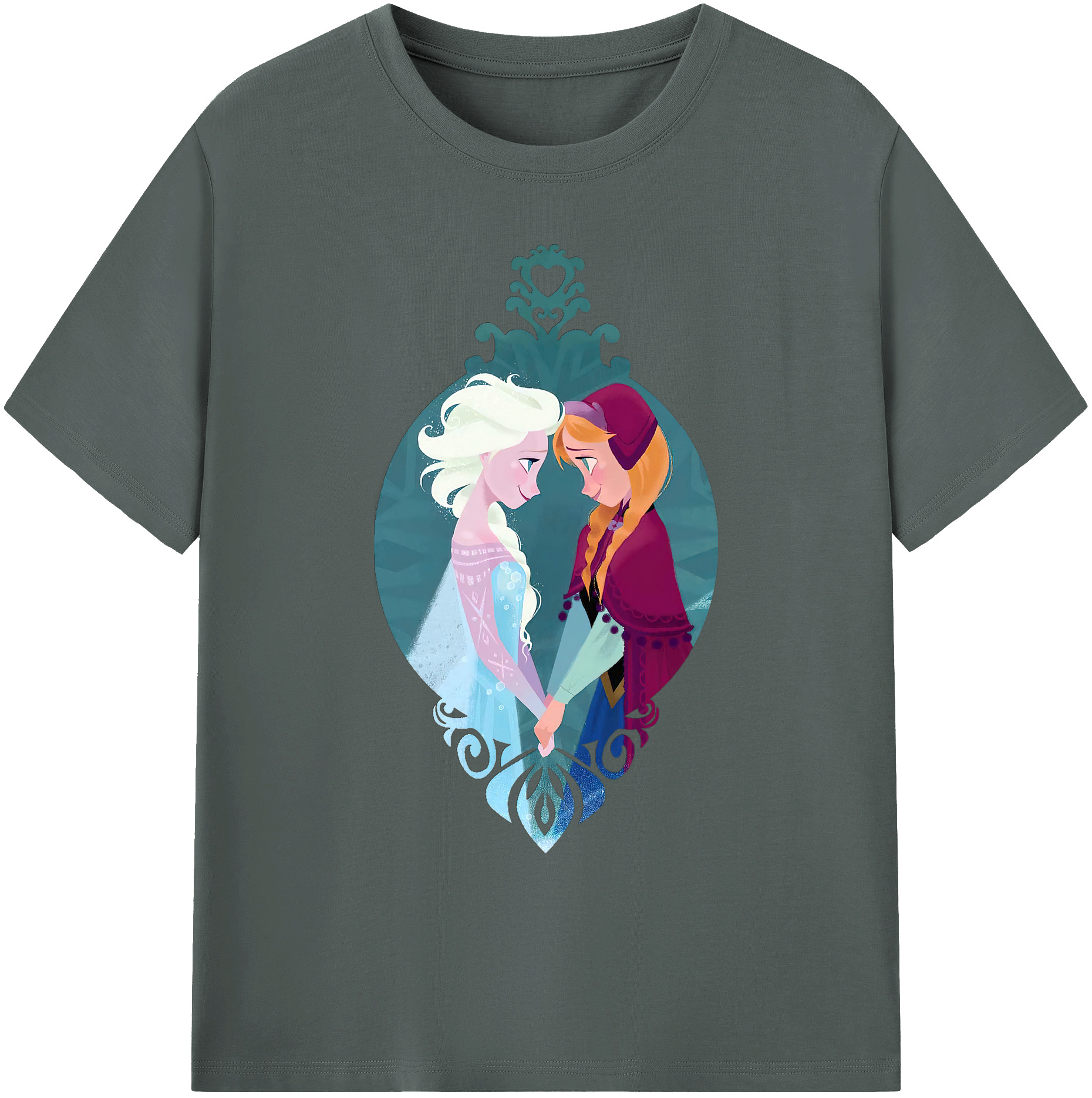 （画像用） アナと雪の女王 アンナ エルサ Frozen Anna Elsa 綿100％ メンズ半袖Tシャツ｜肌触りやわらか＆通気性
